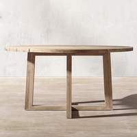 Ensemble de table et de chaises de jardin en teck résistant aux intempéries, design luxueux, pour 4 à 6 personnes, table ronde de salle à manger extérieure