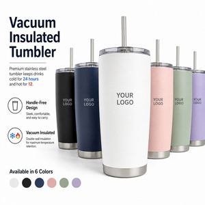 Custom Logo 20oz Vacuum Insulated Tumbler <b>Stainless</b> <b>Steel</b> Slim Travel Mug <b>With</b> <b>Straw</b> Reusable Coffee <b>Cup</b> for Hot Cold Drinks - Product Image 1