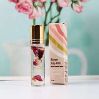 Huile à lèvres personnalisée 24K or, pétales de Rose, longue durée, apaisante, hydratante, nourrissante, Gloss