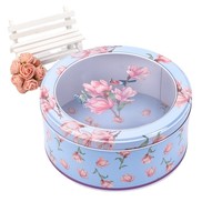 Boîte de rangement ronde en fer blanc avec fenêtre transparente en PVC, 19CM*8.7CM, impression offset 4 couleurs personnalisée pour chocolats, bonbons, bougies