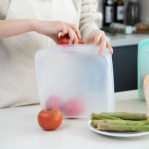 Çevre dostu kullanımlık ayakta duran torba buzdolabı dondurucu taze LFGB fermuar depolama Zip kilit aperatif için silikon gıda çanta Set - Product Image 5