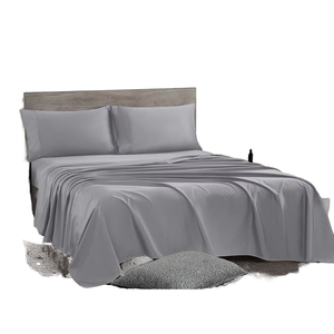 Juego de Ropa de Cama de 4 Piezas de Algodón Egipcio 300TC, Tejido Sólido, Ecológico, para Todas las Estaciones, Transpirable, Sábana Ajustable y Sábana Plana Refrescante - Product Image 1