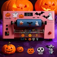 Novedades de Halloween impresora A3 Pink UX7 UV DTF con laminador automático y cortador para envolver tazas personalizadas, fabricación de pegatinas
