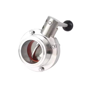 Vanne papillon à levier noir à serrage sanitaire <span class=keywords><strong>CNJS</strong></span> SS304 SS316L, plusieurs tailles 25mm 4 pouces DN200 pour le contrôle des conduites de boissons - Product Image 2