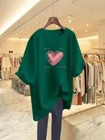 Haute qualité 100% coton personnalisé femmes surdimensionné Style américain T-Shirt à manches courtes avec mignon Logo décoration coupe ample