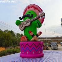 Cactus gonflable géant personnalisé de 8 m de haut avec guitare pour la décoration de la fête mexicaine du Cinco de Mayo