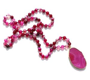 Bestone özel sıcak fabrika fiyat Minulcolor doğal akik uzun boncuklu kolye kolye kadınlar boncuk kolye taş takı - Product Image 2