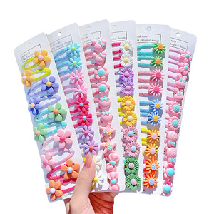 10 stks/set kinderen Haar <span class=keywords><strong>Clips</strong></span> Stof Baby Leuke Cartoon Fruit Bloem Eenhoorn Haarspelden Niet-beschadigende Kleine <span class=keywords><strong>Clips</strong></span> voor Gebroken Haar - Product Image 1