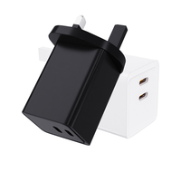Chargeur rapide GaN 65W avec prise UK, double port Type-C, design écologique et ignifuge pour téléphones et ordinateurs portables
