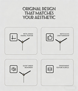 Horloge murale silencieuse à quartz de style nordique minimaliste, à aiguille oscillante, design Art Déco atmosphérique pour la décoration de la maison et du salon - Product Image 6