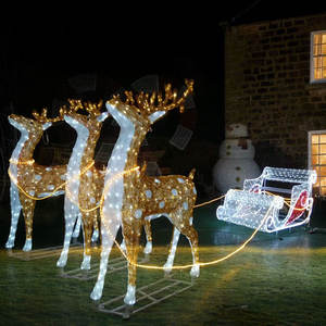 Nouveau design Illuminé Renne <span class=keywords><strong>et</strong></span> Traîneau LED Décoration de Noël pour Décor de Vacances Extérieur <span class=keywords><strong>et</strong></span> Intérieur - Product Image 1
