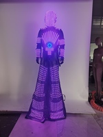 Светодиодный костюм робота на ходулях с крыльями, RGB программируемый светящийся сценический костюм для ночных клубов, диджеев, карнавалов, выступлений в стиле фламенко