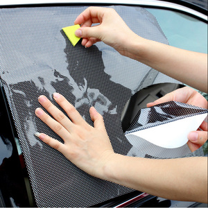 Autocollants pare-soleil pour vitres de voiture à pois noirs, PVC électrostatique 38x42Cm pour vitres latérales - Product Image 5