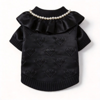 Pull de luxe en chinchilla à découpe cœur, col à volants, perles, pour animaux de compagnie, vêtements mignons, petites et moyennes tailles, en coton, hiver, Halloween, printemps