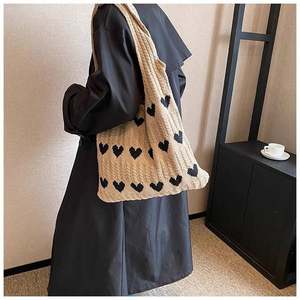 Bolsos de Mano de Fábrica I-0667, Bolso de Hombro de Punto Sólido Personalizado, Bolso de Mano Tejido a Crochet, Cierre Abierto, Poliéster - Product Image 4