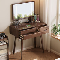 Coiffeuse nordique en bois massif avec éclairage de miroir et armoire de rangement pour petits ensembles de maquillage de chambre