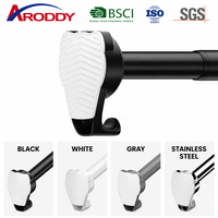 Tringle à rideau portable ARODDY Factory 25 mm avec verrouillage interne, sans perçage, en acier au carbone antirouille, 62,99-98,43 pouces, avec crochets