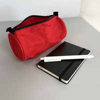 Étui à crayons cylindrique en tissu Oxford 600D, pochette compacte légère à fermeture éclair avec languettes latérales pour les étudiants et le bureau