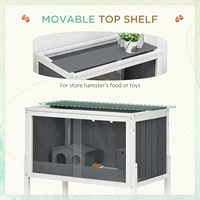 Cage surélevée en bois pour hamster, nichoir pour petits animaux avec grand panneau de vue avant, cachette intégrée, support surélevé pour habitat animalier
