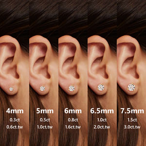 Pendientes de Moissanita con Corte Brillante de 3-8 mm, Estilo Clásico, 0.3 ct-3 ct, Chapados en Oro Blanco y Amarillo de 14K, Plata de Ley S925, VVS - Product Image 3