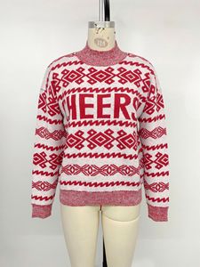 T-1564 Pull en tricot de Noël moche personnalisé pour femme, motif graphique, col rond, manches longues, tricot côtelé, décontracté d'automne, motif S - Product Image 5
