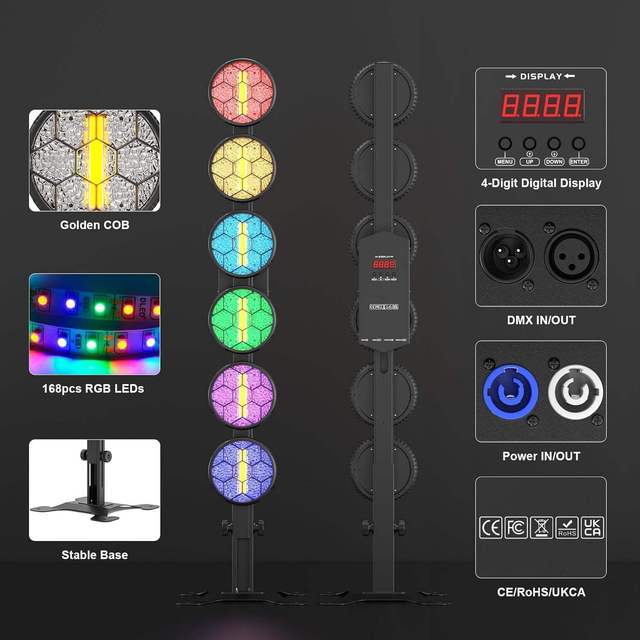 Vintage Retro LED Matrix Stage Light 6X60W RGB COB Linear Flash Effect for Church Wedding Party