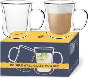 Mô Hình Máy Rửa Chén & Lò Vi Sóng An Toàn Có Thể Tái Sử Dụng Cốc Cà Phê Thủy Tinh Đôi Có Tay Cầm - Product Image 3