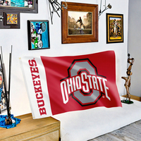 Drapeau rectangulaire personnalisé 3x5 pieds NCAA Ohio, 100% polyester, impression numérique imperméable, avec mât en acrylique