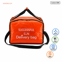 Sac isotherme en bâche imperméable de grande taille avec ouverture frontale à fermeture éclair, en mousse et feuille d'aluminium, pour livraison de pizzas en gros