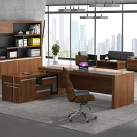 Escritorio Ejecutivo Moderno de Lujo con Gabinete Lateral de Madera en Forma de L, Diseño Ergonómico para Oficina, Escuela, Hotel y Apartamento