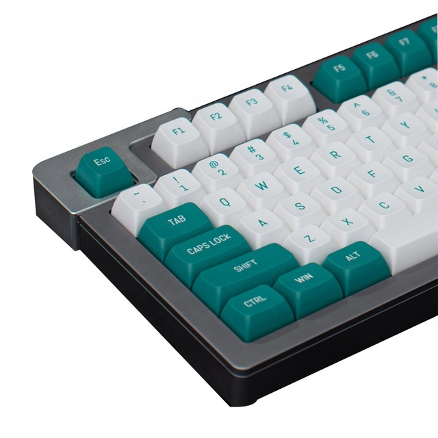 White-Green 150 Keys MSA Profile Double Shot Keycap ISO Enter 7U Space Bar for Mechanical Keyboard 64 68 84 104 Layout