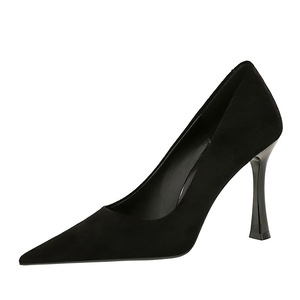 Wholesale Hot Sale Women's Suede Pointed Toe <b>Pumps</b>, Ultra High Champagne Glass Stiletto Heels - Product Image 5