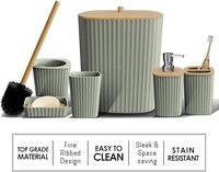 Ensemble d'accessoires de salle de bain modernes 6 pièces pour la maison avec brosse WC, poubelle, distributeur de savon - Plastique durable, facile à nettoyer