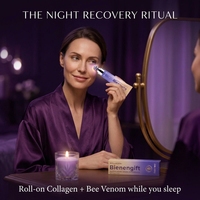 Crème Contour des Yeux Hydratante et Raffermissante à l'Acide Hyaluronique, Vitamine C, Stick de Massage pour Cernes et Ridules, au Venin d'Abeille Bio et Collagène