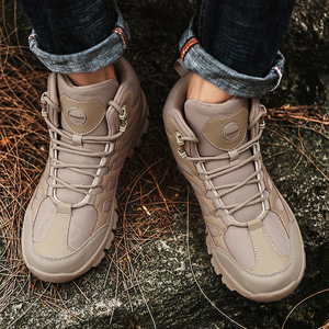 DSF48 Outdoor <b>Hiking</b> <b>Boots</b> Khaki PU Leather Waterproof All Seasons Tactical <b>Boot</b> - Product Image 6