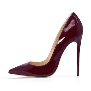 Women's 12cm High Heels Stiletto Pumps Solid Color Shiny Patent Leather Court <b>Shoes</b> Pointed Toe Slip-On Fashionable Summer Club - Product Image 4