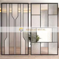 CL314 Nouveau design Hôtel Restaurant Villa Verre cristal Cadre métallique Paravent de séparation en acier inoxydable Paravent intérieur en métal