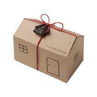 Valentine's Day Gift Box White Kraft Paper House Shape Gift Small Candy Box Cookies Package