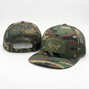 หมวกแก๊ปทรง Trucker ลายพราง 112 โปรไฟล์ พรีเมียม MOQ ต่ำ พร้อมป้ายยาง 3 มิติ แบบกำหนดเอง สำหรับแบรนด์<span class=keywords><strong>ก</strong></span>ลางแจ้ง - Product Image 1