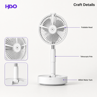 Ventilateur brumisateur pliable portable, réservoir d'eau de 600 ml, ventilateur de bureau rechargeable de 2000 mAh avec télécommande pour les voyages, la maison et le bureau