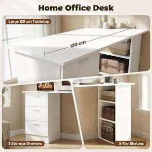 <span class=keywords><strong>Bureau</strong></span> PC Ergonomique Ajustable en <span class=keywords><strong>Bois</strong></span> Durable avec 3 Étagères <span class=keywords><strong>et</strong></span> 3 Tiroirs Réversibles – <span class=keywords><strong>Bureau</strong></span> de Gaming Professionnel pour PC - Product Image 3