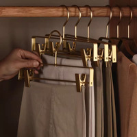 Cintres à pantalon multifonctionnels de luxe en alliage d'aluminium, cintres en métal gain de place avec pinces pour vêtements, jupes, pantalons, jeans