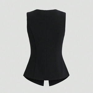Nouveau <span class=keywords><strong>Gilet</strong></span> <span class=keywords><strong>Sans</strong></span> Manches Col Rond <span class=keywords><strong>Femme</strong></span> 2025 – Tendance et Élégant, Taille Cintrée, Couleur Unie - Product Image 2
