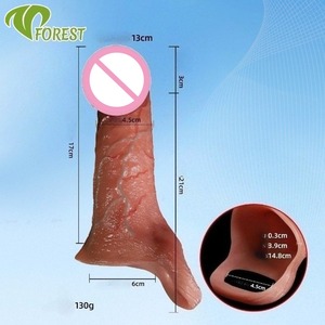 Prothèses péninseuses en silicone moulé réutilisables, gaine pénienne réaliste deux-en-un, jouet pour adultes, doux et écologique - Product Image 2