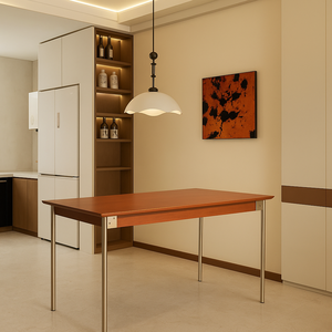 Premium Modern Scandinavian <strong>Stable</strong> Solid Wood Dining <strong>Table</strong> with Rectangular Top Metal Legs for Dining Room Furniture Hotel Home - Product Image 1