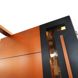 Porte en aluminium à battant de style français personnalisée, design moderne, insonorisée, porte d'entrée extérieure pivotante en métal - Product Image 4