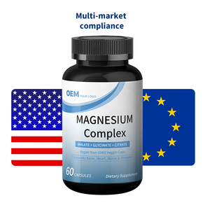 Cápsulas de Complejo de Magnesio que Cumplen con las Normas de EE. UU./UE, cGMP/Ley Alimentaria de la UE |   Proveedor de Marca Privada para Clientes Transfronterizos - Product Image 1