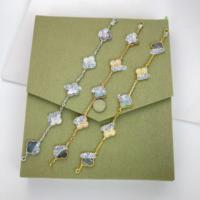 Bracelets en argent sterling S925, trèfle à quatre feuilles porte-bonheur, agate naturelle, Fritillaria à cinq fleurs, Request Van Catalog Cleef