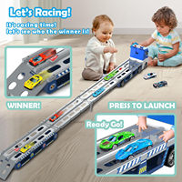 Ensemble de 6 voitures de course métalliques pliables de 135 cm, transporteur de voitures de Noël, catapulte de déformation, jouets de Noël en plastique