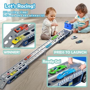 Camión de Transporte Plegable de 135 cm, Juego de 6 Coches de Carreras Metálicos, Catapulta Deformable, Lanzamiento, Transportador de Coches Navideño, Juguetes de Plástico para Navidad - Product Image 3